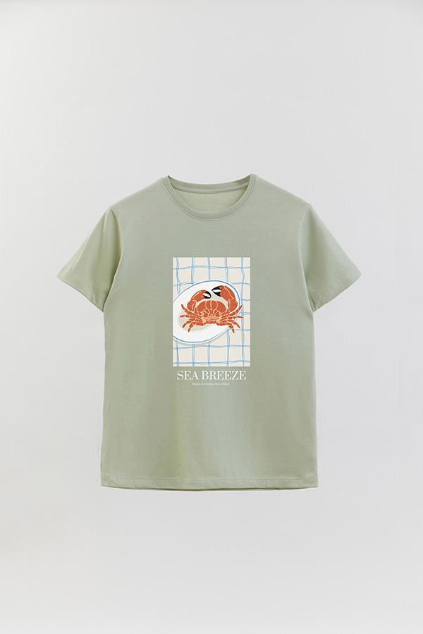REMERA BASICA ESTAMPADA FOOD CRAB