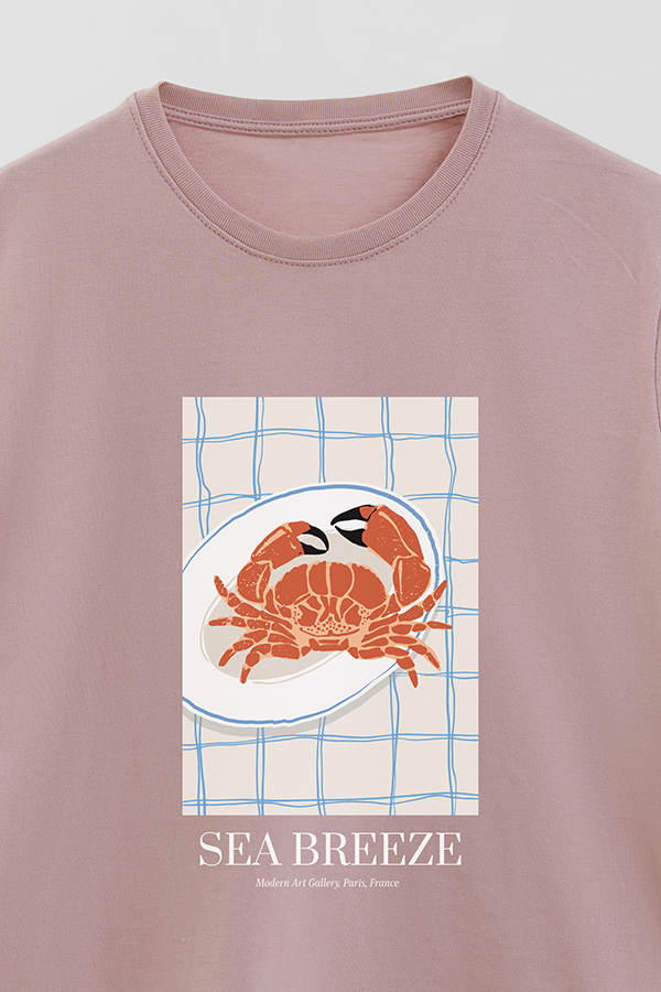 REMERA BASICA ESTAMPADA FOOD CRAB