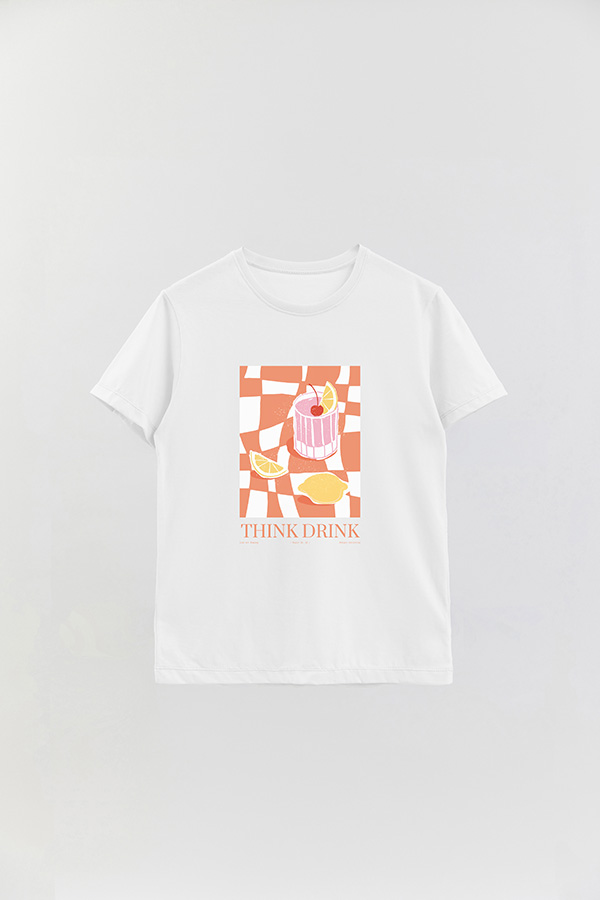 REMERA BASICA ESTAMPADA FOOD THINK DRINK