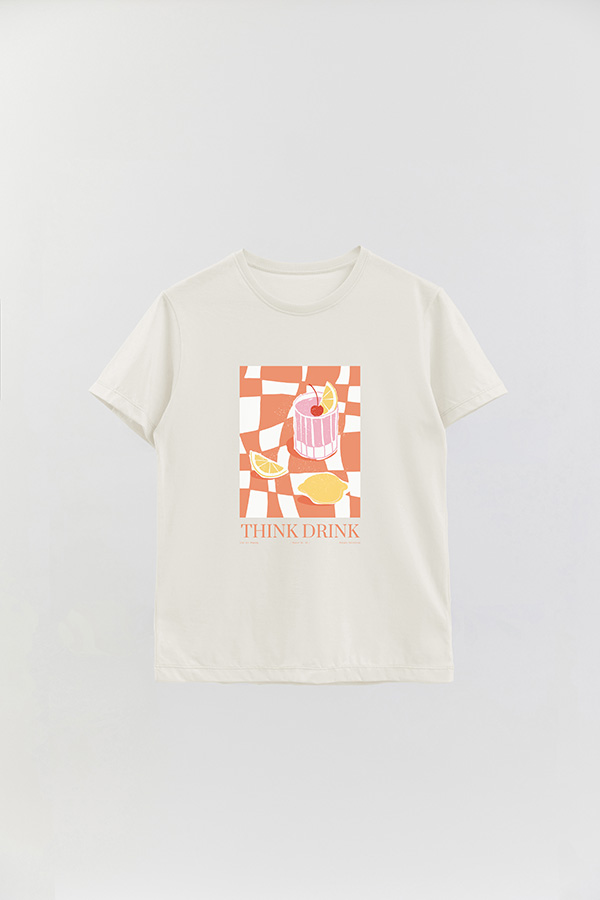 REMERA BASICA ESTAMPADA FOOD THINK DRINK