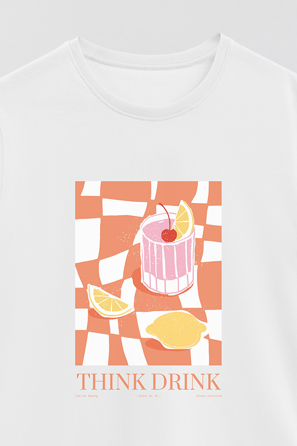 REMERA BASICA ESTAMPADA FOOD THINK DRINK