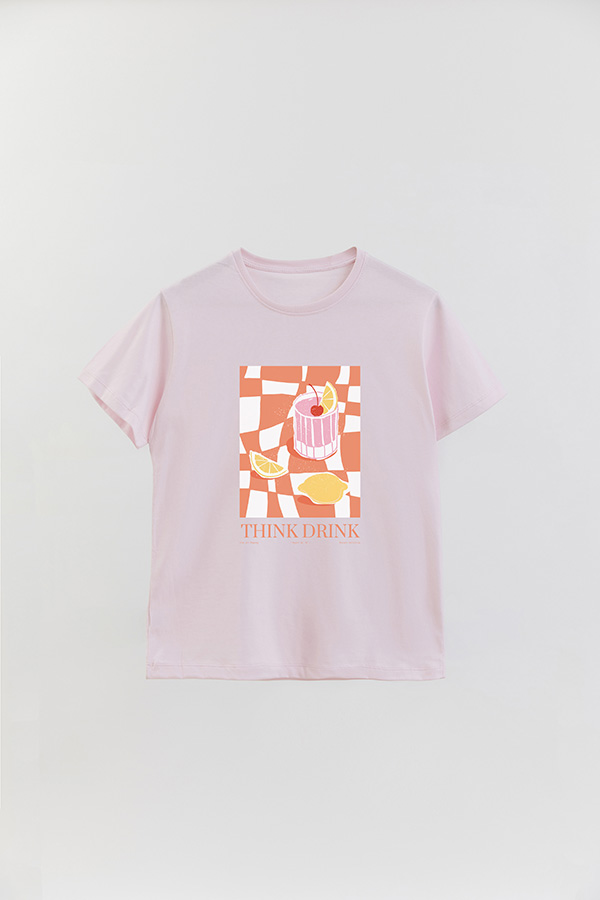 REMERA BASICA ESTAMPADA FOOD THINK DRINK