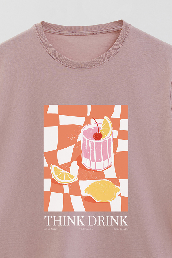 REMERA BASICA ESTAMPADA FOOD THINK DRINK
