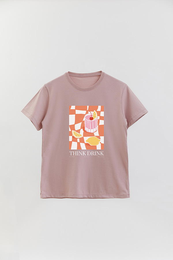 REMERA BASICA ESTAMPADA FOOD THINK DRINK