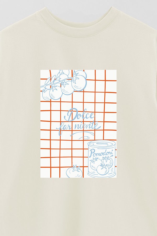REMERA OVER ESTAMPADA ITALIAN DOLCE FAR NIENTE