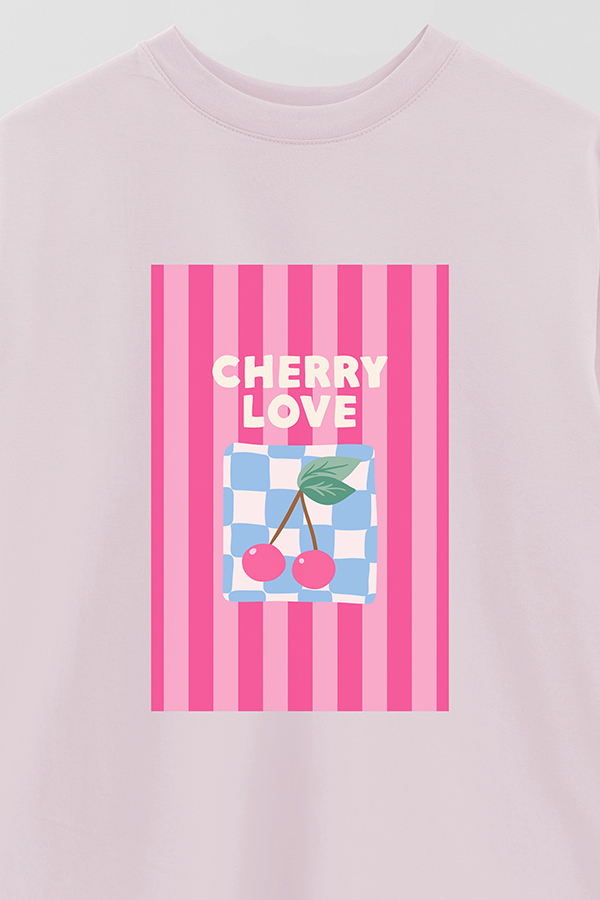 REMERA OVER ESTAMPADA ST CHERRY LOVE