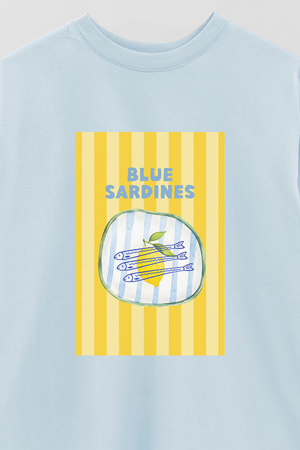 REMERA OVER ESTAMPADA ST BLUE SARDINES