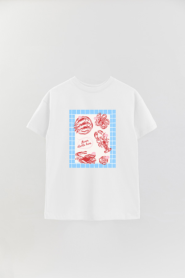 REMERA OVER ESTAMPADA STP FLAVOR STARTS HERE