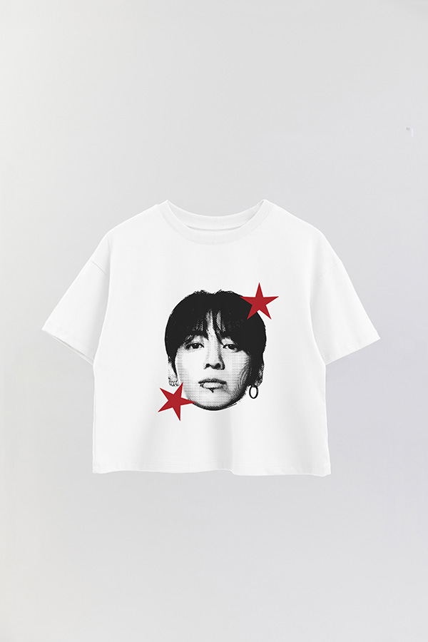 REMERA CROP ESTAMPADA BTS STAR HT JUNGKOOK