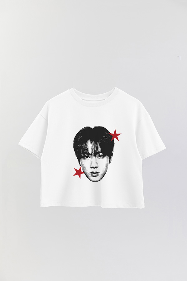 REMERA CROP ESTAMPADA BTS STAR HT JIN