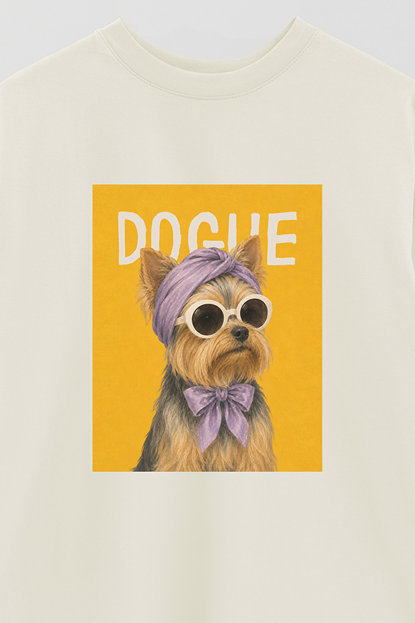 REMERA OVER ESTAMPADA DOGUE YORKSHIRE