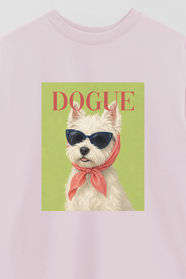 REMERA OVER ESTAMPADA DOGUE WESTIE HOLIDAY