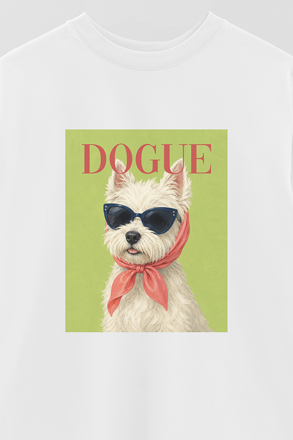 REMERA OVER ESTAMPADA DOGUE WESTIE HOLIDAY