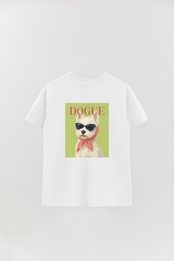 REMERA OVER ESTAMPADA DOGUE WESTIE HOLIDAY