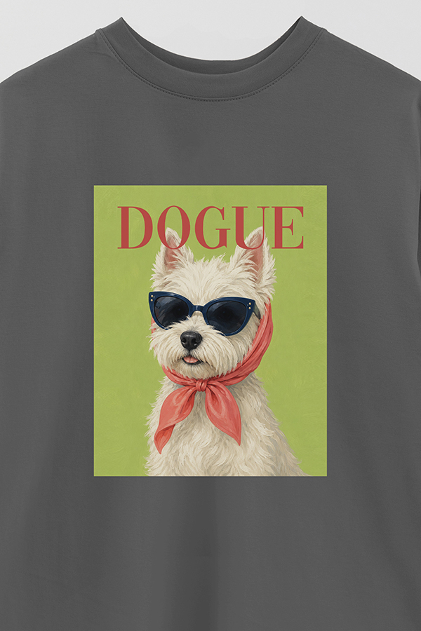 REMERA OVER ESTAMPADA DOGUE WESTIE HOLIDAY