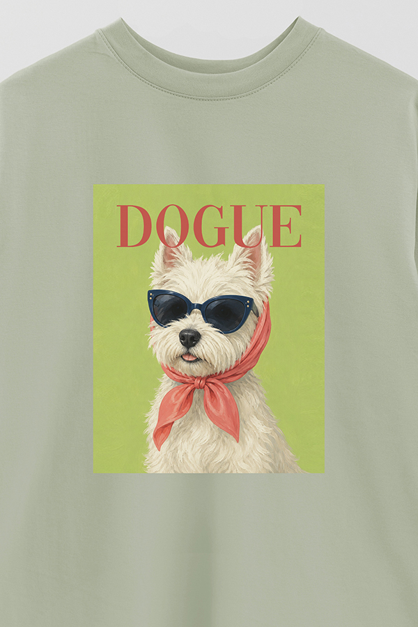REMERA OVER ESTAMPADA DOGUE WESTIE HOLIDAY