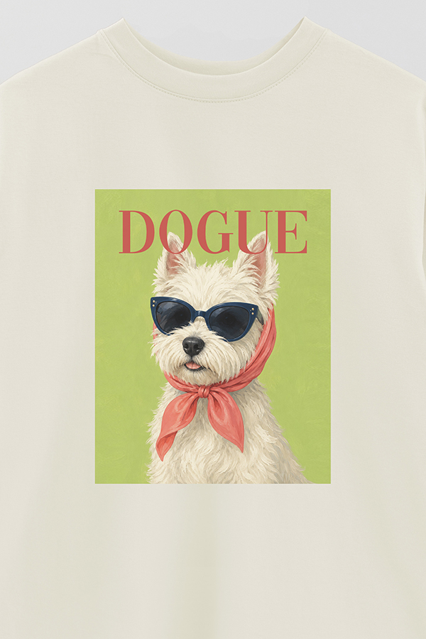 REMERA OVER ESTAMPADA DOGUE WESTIE HOLIDAY