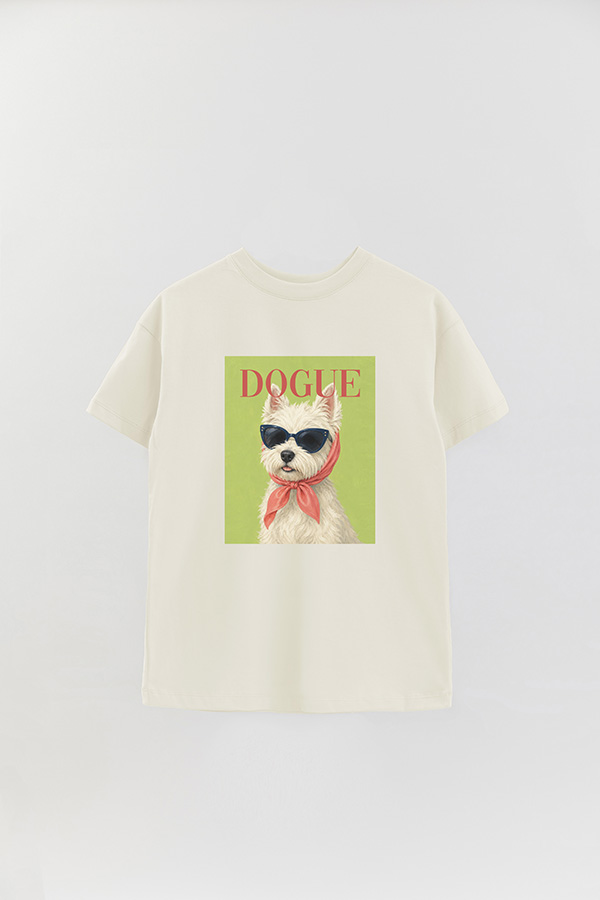 REMERA OVER ESTAMPADA DOGUE WESTIE HOLIDAY