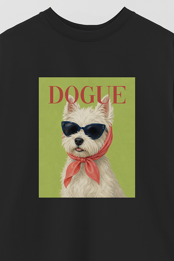REMERA OVER ESTAMPADA DOGUE WESTIE HOLIDAY