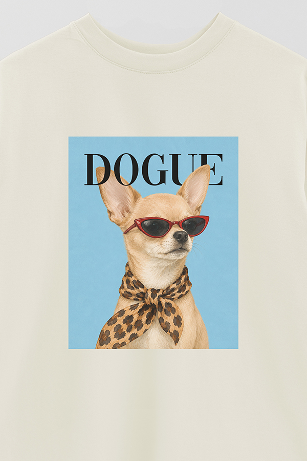 REMERA OVER ESTAMPADA DOGUE TINY CHIHUAHUA GLAM
