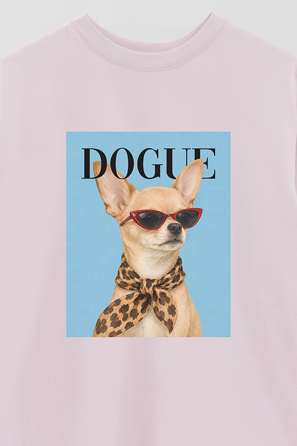 REMERA OVER ESTAMPADA DOGUE TINY CHIHUAHUA GLAM