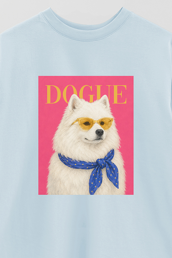 REMERA OVER ESTAMPADA DOGUE SUNSHINE SAMOYED