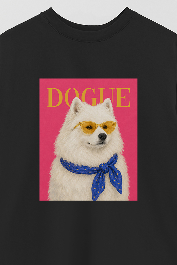 REMERA OVER ESTAMPADA DOGUE SUNSHINE SAMOYED