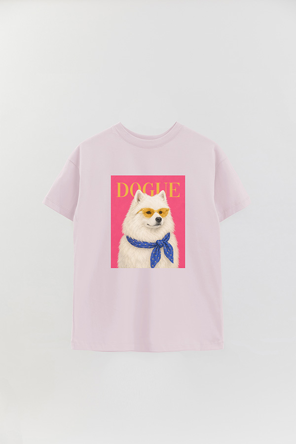 REMERA OVER ESTAMPADA DOGUE SUNSHINE SAMOYED