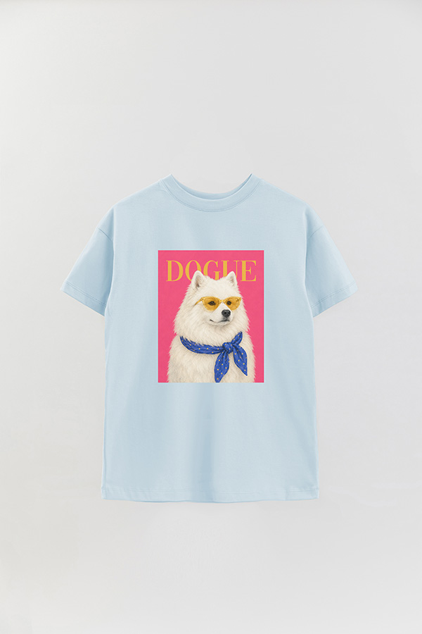 REMERA OVER ESTAMPADA DOGUE SUNSHINE SAMOYED