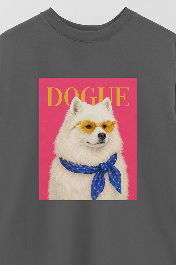 REMERA OVER ESTAMPADA DOGUE SUNSHINE SAMOYED