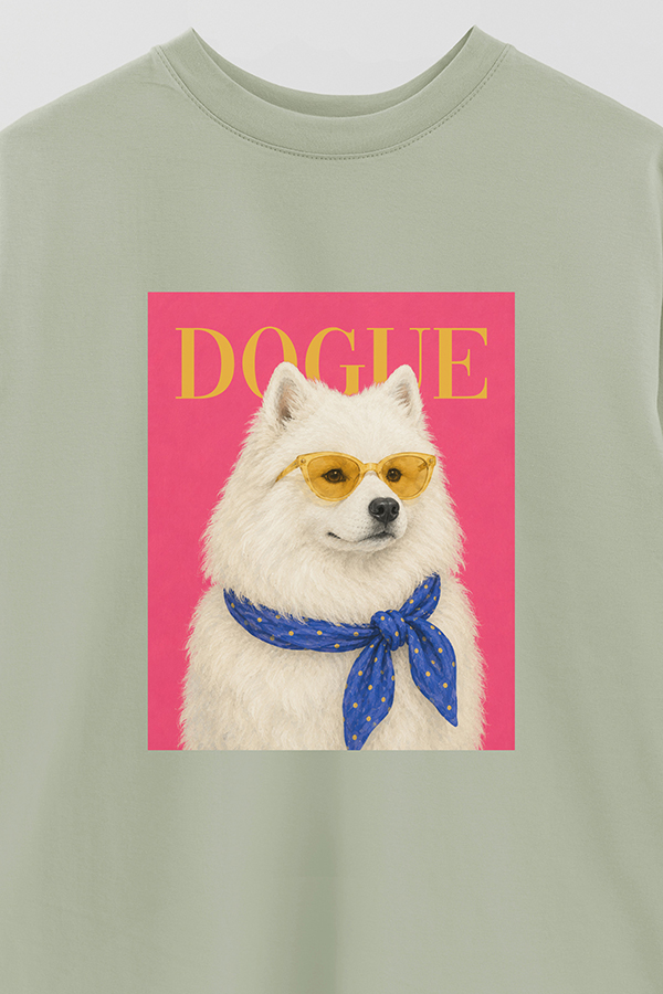 REMERA OVER ESTAMPADA DOGUE SUNSHINE SAMOYED