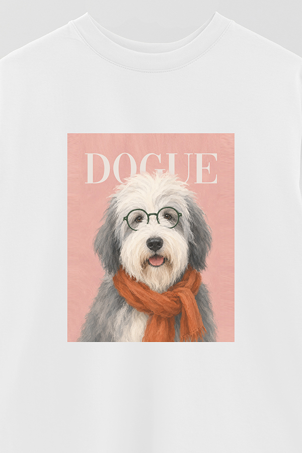 REMERA OVER ESTAMPADA DOGUE SHEEPDOG RETRO