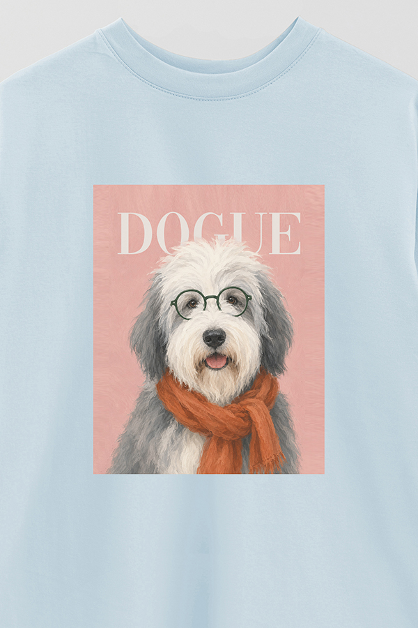 REMERA OVER ESTAMPADA DOGUE SHEEPDOG RETRO