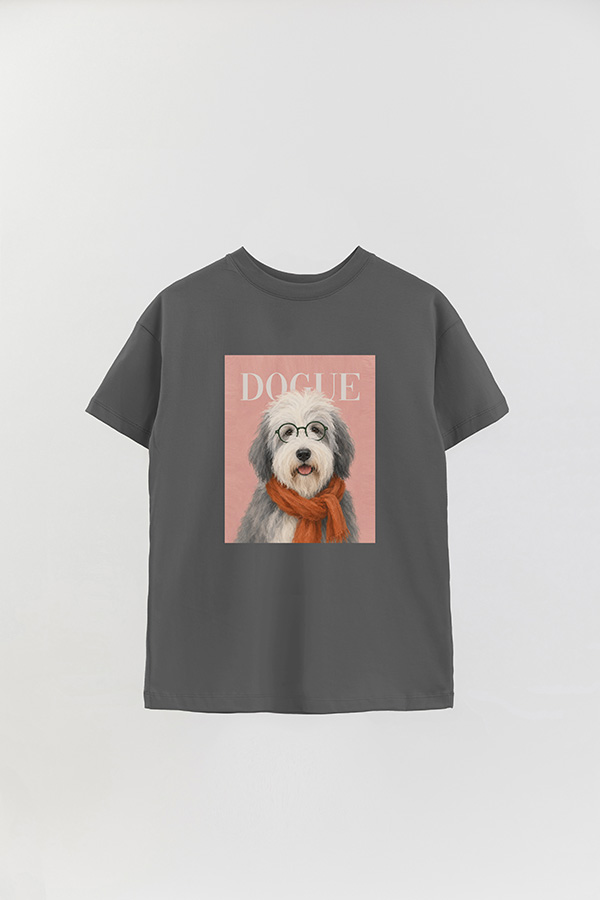 REMERA OVER ESTAMPADA DOGUE SHEEPDOG RETRO
