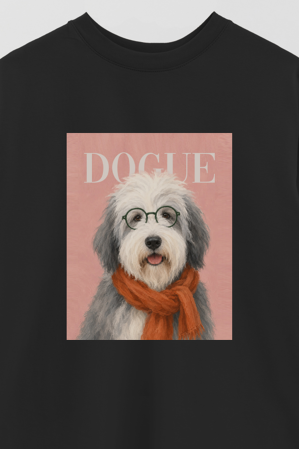 REMERA OVER ESTAMPADA DOGUE SHEEPDOG RETRO
