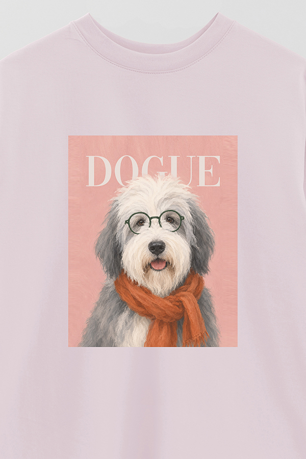 REMERA OVER ESTAMPADA DOGUE SHEEPDOG RETRO