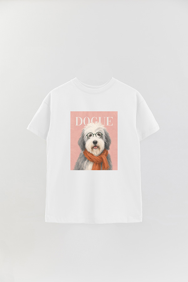 REMERA OVER ESTAMPADA DOGUE SHEEPDOG RETRO