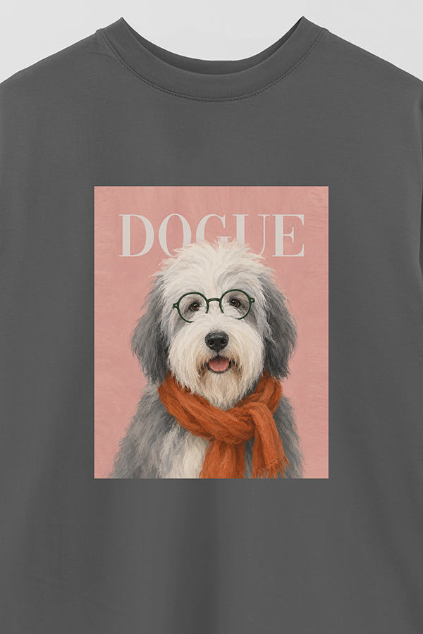 REMERA OVER ESTAMPADA DOGUE SHEEPDOG RETRO