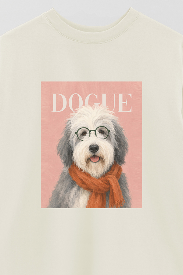 REMERA OVER ESTAMPADA DOGUE SHEEPDOG RETRO