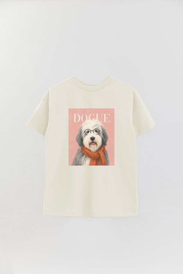 REMERA OVER ESTAMPADA DOGUE SHEEPDOG RETRO