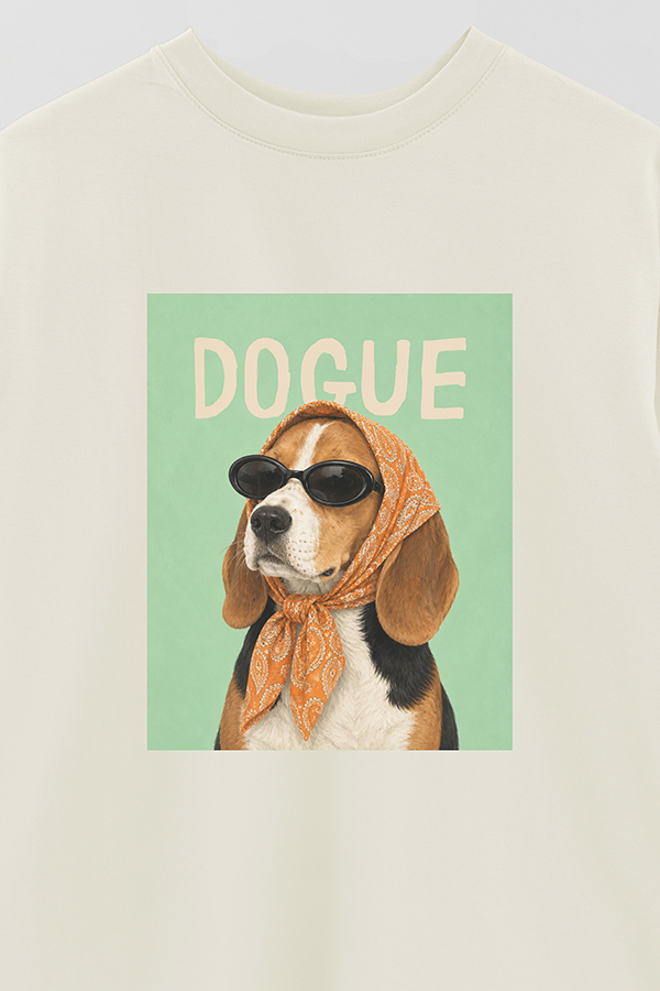 REMERA OVER ESTAMPADA DOGUE RETRO BEAGLE