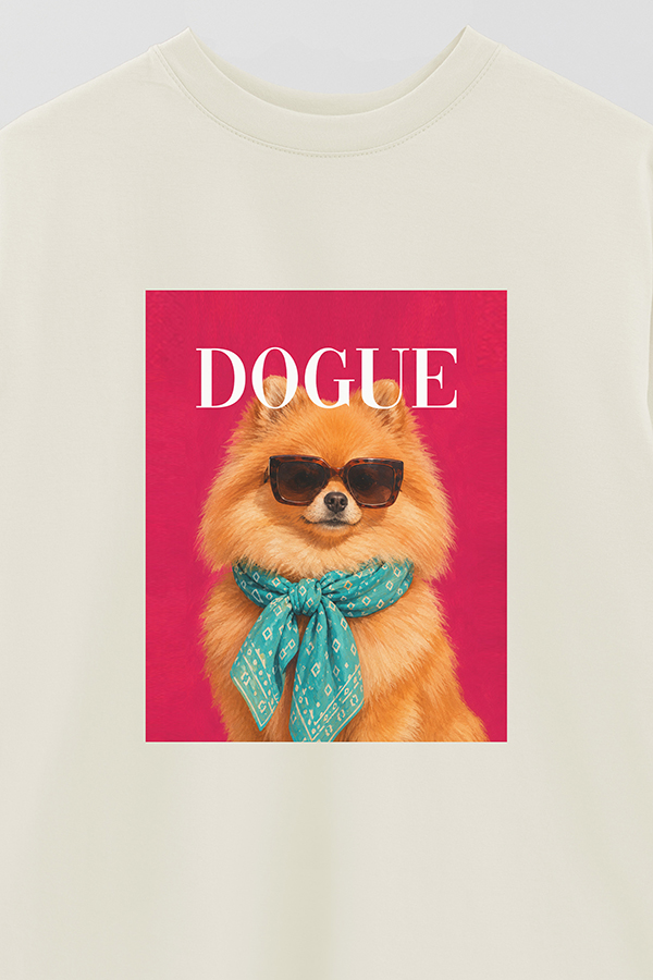 REMERA OVER ESTAMPADA DOGUE POMERANIAN SUNSET