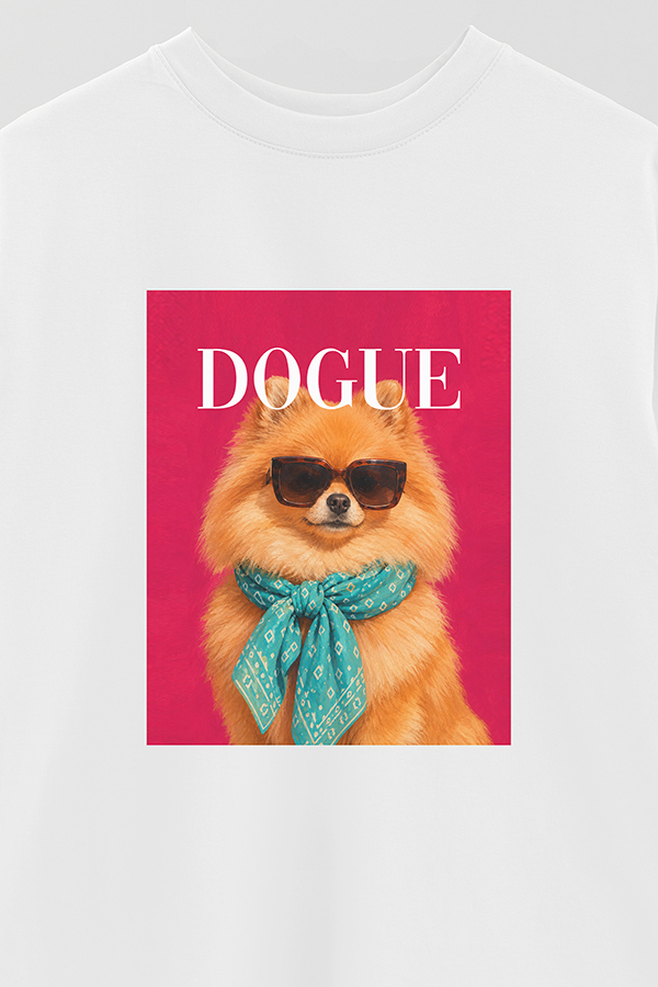 REMERA OVER ESTAMPADA DOGUE POMERANIAN SUNSET