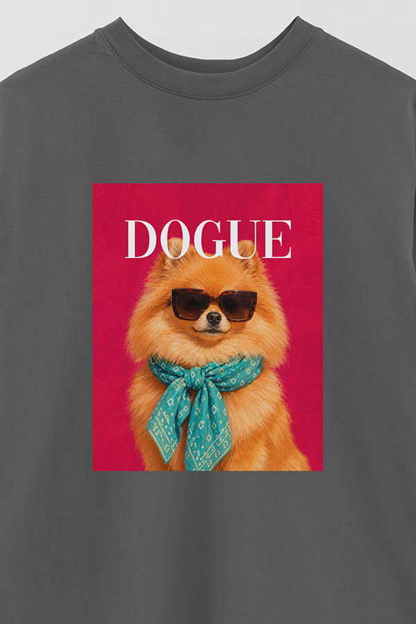 REMERA OVER ESTAMPADA DOGUE POMERANIAN SUNSET