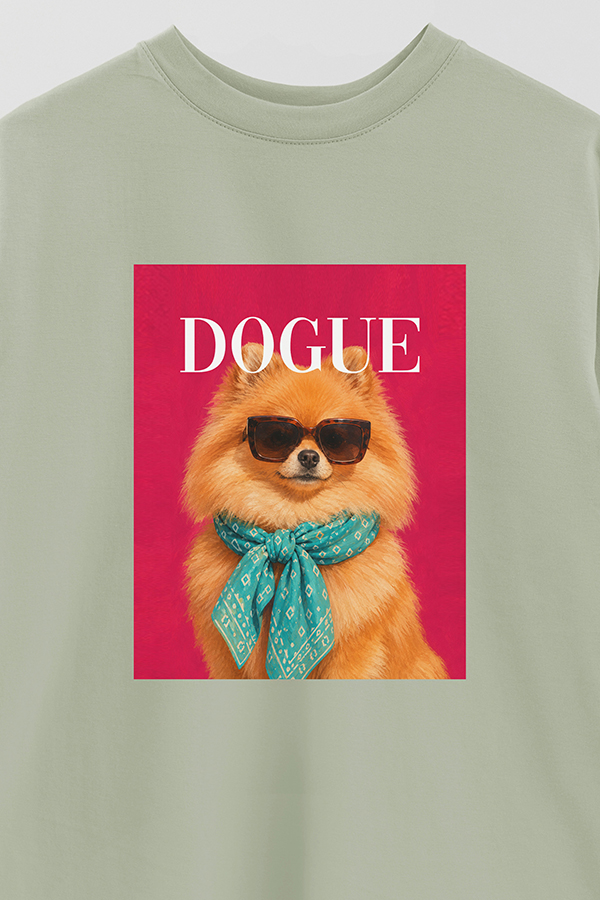 REMERA OVER ESTAMPADA DOGUE POMERANIAN SUNSET