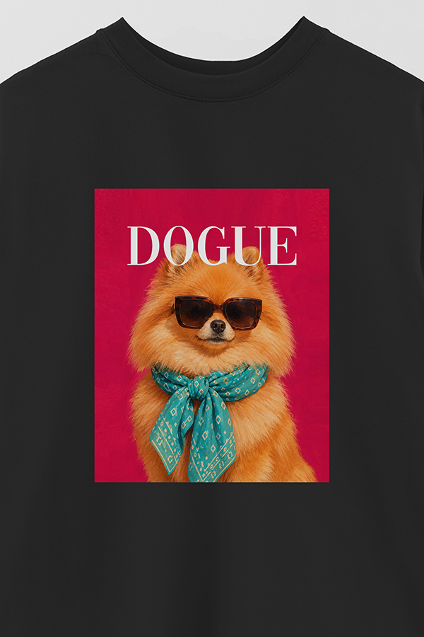 REMERA OVER ESTAMPADA DOGUE POMERANIAN SUNSET