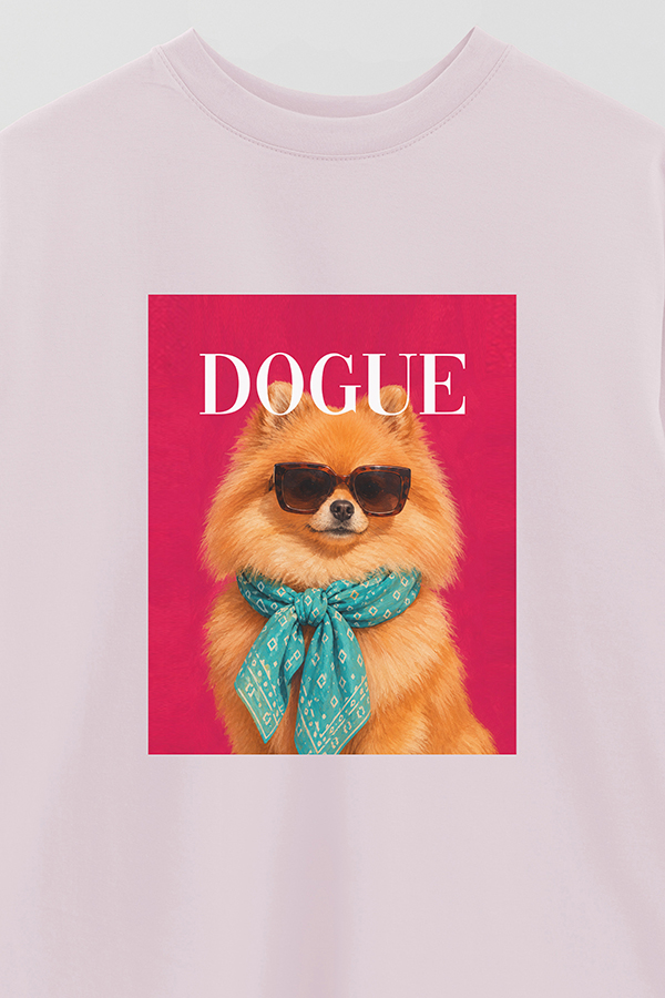 REMERA OVER ESTAMPADA DOGUE POMERANIAN SUNSET