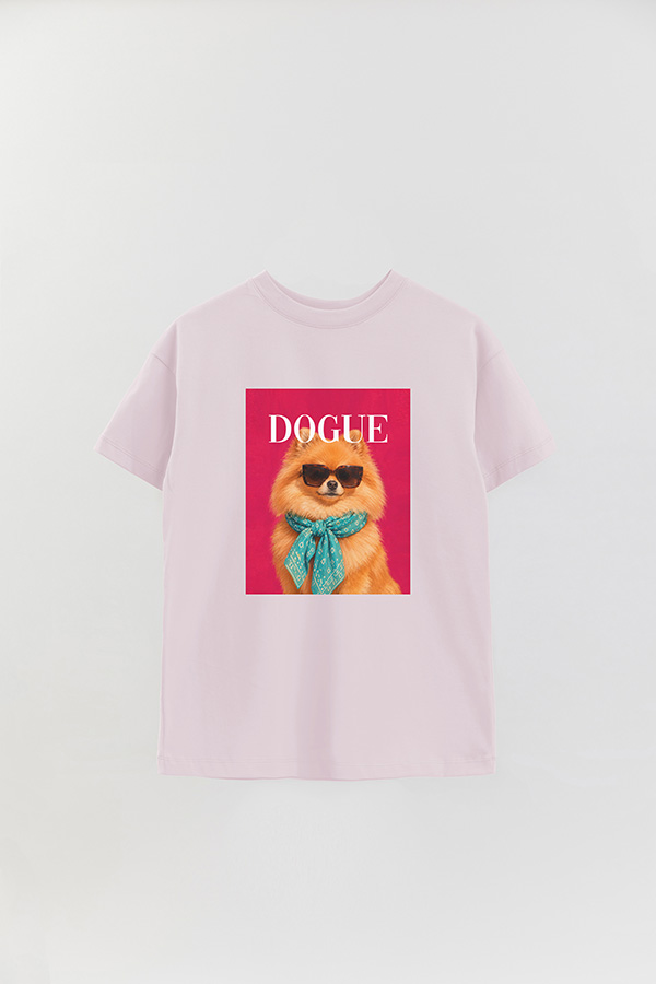 REMERA OVER ESTAMPADA DOGUE POMERANIAN SUNSET