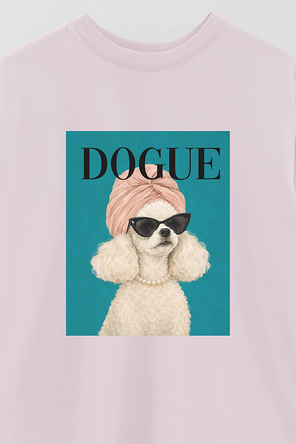 REMERA OVER ESTAMPADA DOGUE PINK POODLE