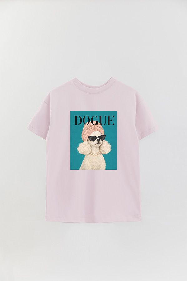 REMERA OVER ESTAMPADA DOGUE PINK POODLE